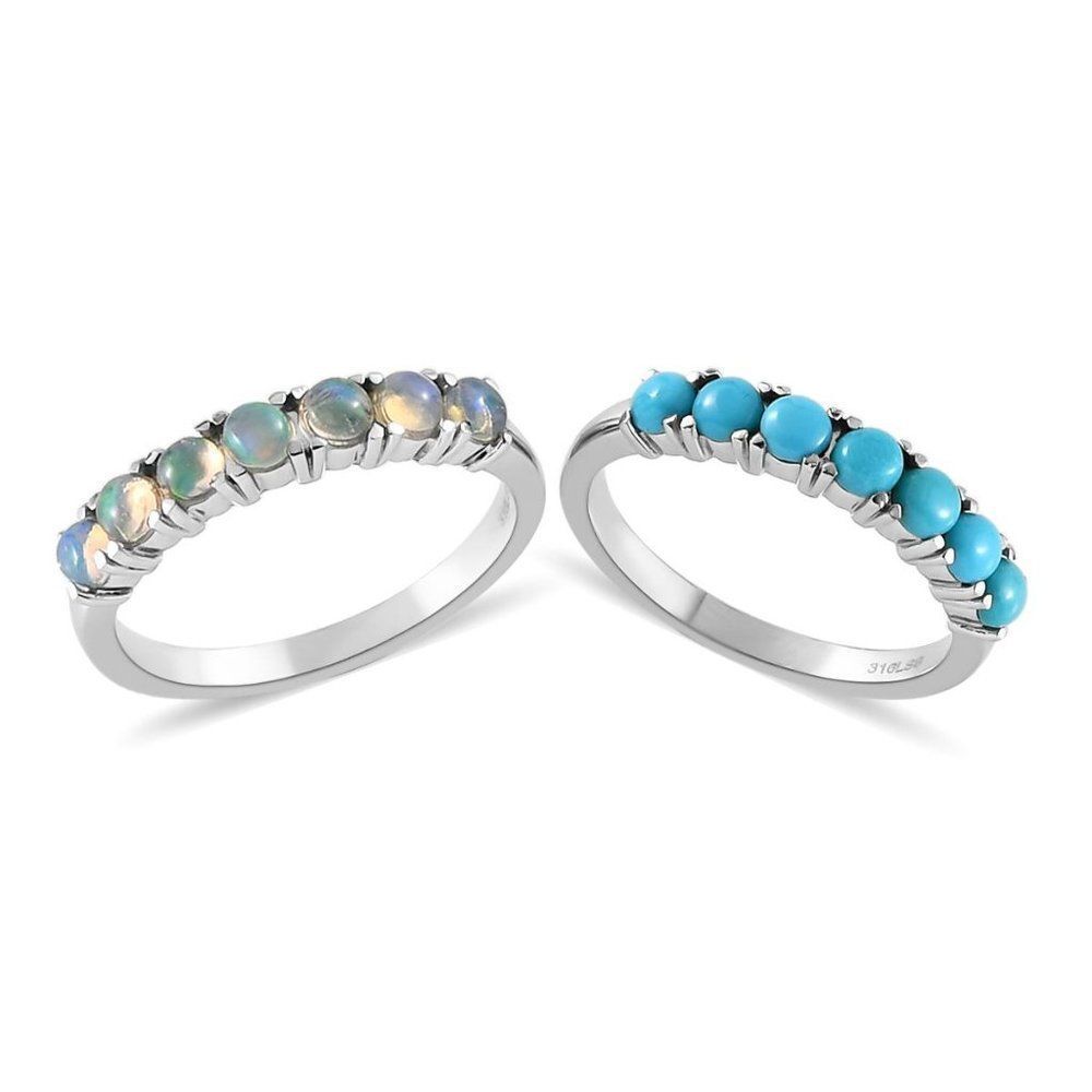 AMERICAN Natural Sleeping Beauty Turquoise and Ethiopian Welo Opal 7 Sto…